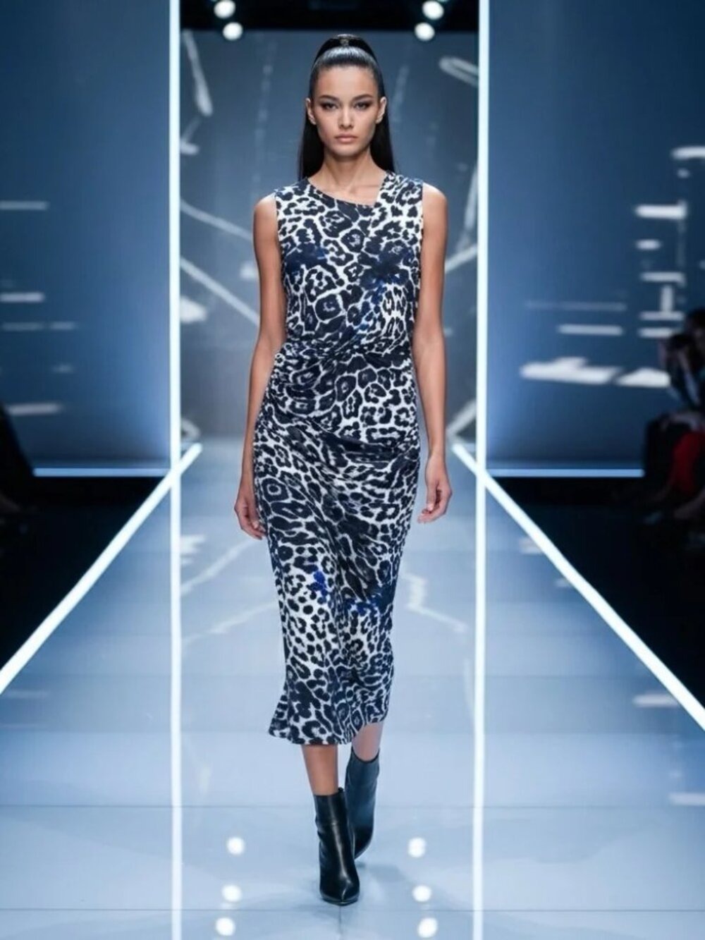 Tiger of Sweden Stan Pri Leopard Ruched Midi Dress M